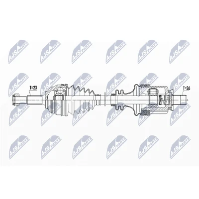 Abbildung von NTY NPW RE 093 Antriebswelle Vorderachse links 669 RENAULT: MEGANE 2 Coupe Cabriolet, Kombi,