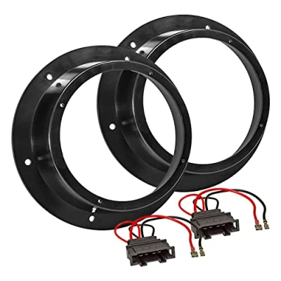 Abbildung von tomzz Audio 2857 011 1 Lautsprecherringe Adapter + Kabel kompatibel mit VW Golf 5 Caddy Tiguan Touran Touareg 165mm Lautsprecher ohne Soundsystem