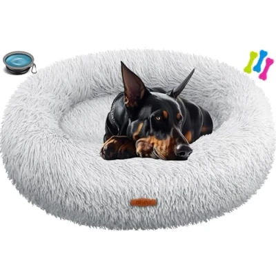 Abbildung von Lovpet Tierbett, Hundebett Hundekissen Katzenbett Bagel, Waschbar, Inkl. Napf