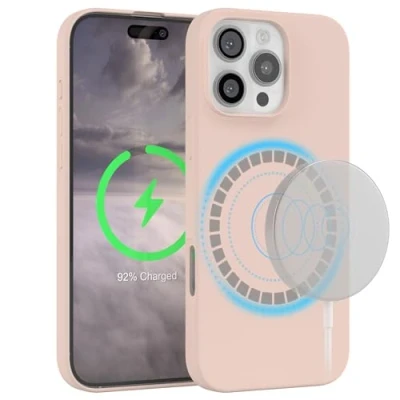 Abbildung von EAZY Case Silikonhülle für iPhone 16 Pro Max Hülle mit Qi Charging Silikon Schwarz weich stoßfeste Handyhülle Schutzhülle Kameraschutz Dünn Schutz Cover TPU Bumper Rosa Braun