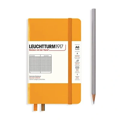 Abbildung von LEUCHTTURM1917 365628 Notizbuch Pocket (A6), Hardcover, 187 nummerierte Seiten, Rising Sun, Kariert