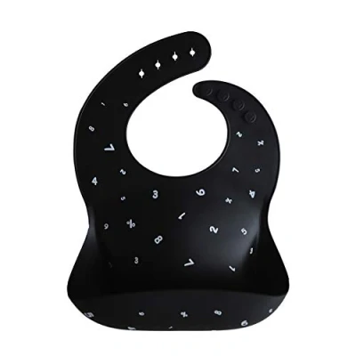 Abbildung von mushie Silikon Bib für Kinder Lätzchen mit Auffangschale BPA frei Wasserdicht Abwaschbar verstellae Passform Sichere &amp; Hochwertige Kleinkinder Baby Schwarz