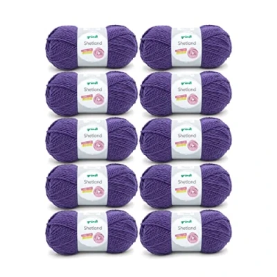 Abbildung von Gründl Shetland Wolle (modisches und weiches Strickgarn aus 80% Polyacryl 20% Wolle, 100 g / 170 m, Nadelstärke: 7 8, 10 x g), lila