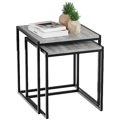 Abbildung von Vida Designs Brooklyn Beistelltische, Holzwerkstoff, Grau, Nest of 2 Tables
