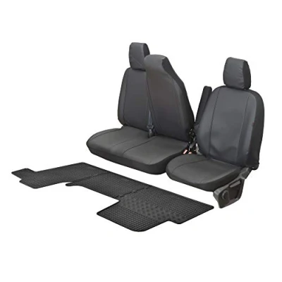 Abbildung von Passgenaue Kunstleder Sitzbezüge VIP und Gummifußmatten kompatibel mit Renault Master IV ab 2011 EIN Set