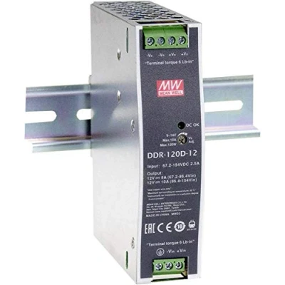Abbildung von Mean Well DDR 120C 24 Hutschienen DC/DC Wandler (DIN Rail) V/DC 5A 120W 1 x