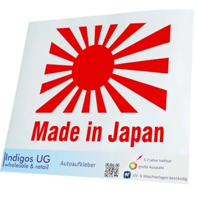 Abbildung von INDIGOS UG Aufkleber Autoaufkleber JDM Die Cut Auto 130x110 mm Made in Japan Flagge rot Heckscheibe Heckscheibenaufkleber Sticker Tuning