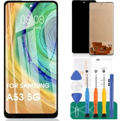 Abbildung von Ersatz LCD Bildschirm für Samsung A53 5G SM A536B, A536B/DS, A536U Display Digitizer Touchscreen Montage Reparaturteile (schwarz, ohne Figurendruck Funktion)