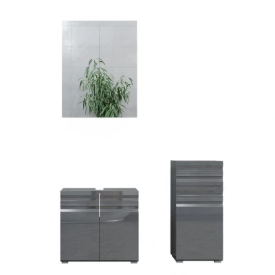 Abbildung von Vicco Badmöbel Set Freddy, Anthrazit Hochglanz, 3 Teile, (3 er Set, St., Set)