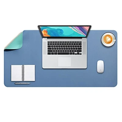 Abbildung von DOBAOJIA Mausepad XL, Große Mausmat, Laptop Schreibtischmatte, Schreibtischunterlage, Büro Schreibtisch Pad, Schreibblock, Doppelseitige Verwendung PU Leder Wasserdicht, 80 x 40cm Stahlblau/Grün