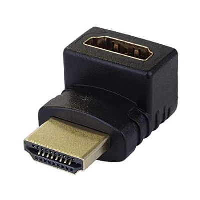 Abbildung von PremiumCord Adapter HDMI Stecker auf Buchse M/ F im rechten Winkel von 90 gebogen gegenüber
