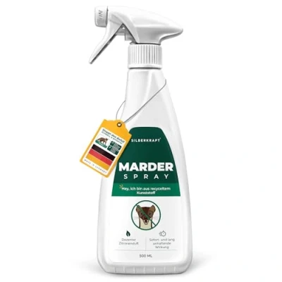 Abbildung von Silberkraft Marderspray 500 ml, Marderabwehr für Auto und Dachboden, Marderschutz Abwehr Vorbeugung von Mardern, Marder Spray als wirksame Alternative zu Marderschreck &amp; Marderfalle