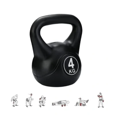 Abbildung von 4 kg Kettlebell Gewicht mit Ergonomischem Griff, Hantel für Muskeltraining zu Hause und im Fitnessstudio.