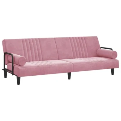 Abbildung von vidaXL Schlafsofa mit Armlehnen, Sofa verstellbaren Rückenlehnen, Couch für Wohnzimmer, Schlafcouch Bettsofa Sofabett, Rosa Samt