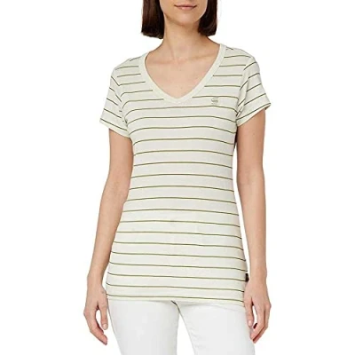 Abbildung von G STAR RAW Women&#039;s Tops Eyben Slim V Neck Top, Mehrfarben (lightest sky/avocado stripe D21314 C483 D846), XS