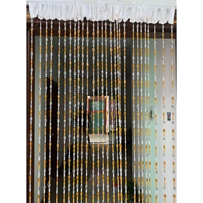 Abbildung von ZiDeTang Türvorhang mit Acrylperlen, Quaste, Raumteiler, Vorhang, Orange, 100 x 195 cm