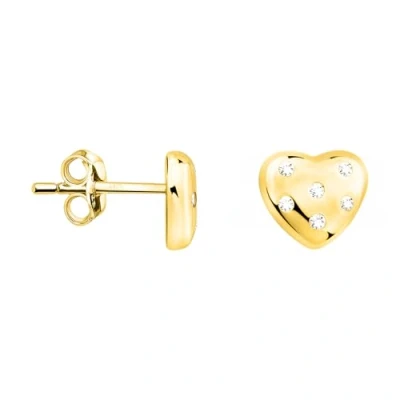 Abbildung von SOFIA MILANI Damen Ohrringe 925 Silber vergoldet/golden &amp; mit Zirkonia Steinen Herz Ohrstecker E2974