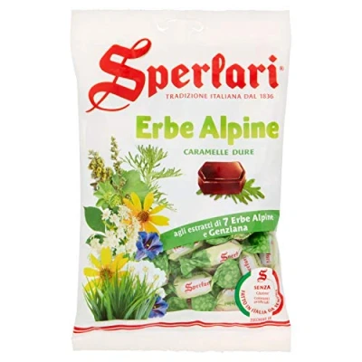 Abbildung von Sperlari Hartbonbons mit Extrakten aus 7 verschiedenen Alpenkräutern, glutenfrei 200g