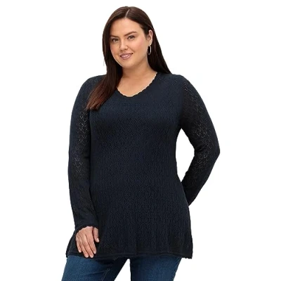 Abbildung von Sheego Strickpullover, Damen, Größe: 44/46, Nachtblau