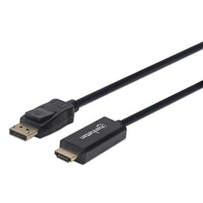 Abbildung von Manhattan 153201 4K@60Hz DisplayPort auf HDMI Kabel Stecker Stecker, 1,8 m, schwarz