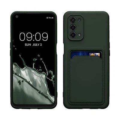 Abbildung von kwmobile Handyhülle kompatibel mit Oppo A74 (5G) / A54 Hülle Handy Cover Fach für Karten in Dunkelgrün