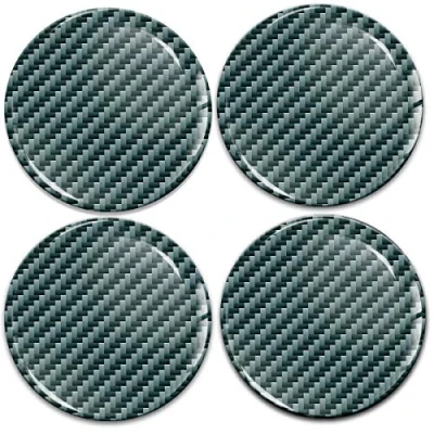 Abbildung von Biomar Labs® 4 x 60mm Aufkleber 3D Silikon Schwarz Silber Design Kohlenstoff Carbon Für Radkappen Nabenkappen Radnabendeckel Rad Nabendeckel A 10660