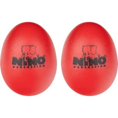 Abbildung von Nino Percussion Egg Shaker Paar 2 Rasseleier für Kinder ab 3 Jahren Musikinstrument Geschenkidee Kunststoff, Rot (NINO540R 2)