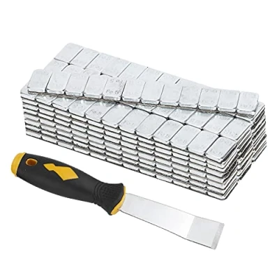 Abbildung von 25 Riegel 60g Klebegewichte Auswuchtgewichte mit Shovel, 5g x 12 Abrisskante Kunststoffbeschichtet Stahlgewichte Kleberiegel für Rad Alufelgen Autozubehör