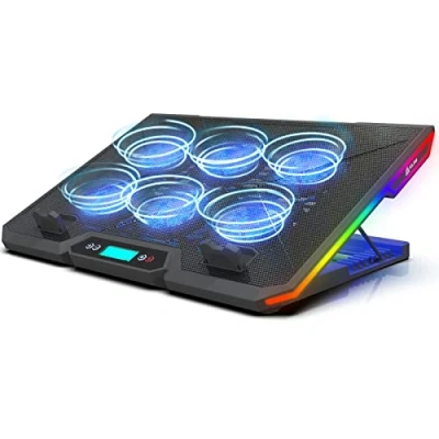 Abbildung von KLIM Glacier Laptop Kühler NEU 2024 6 Fans Stand mit RGB Hintergrundbeleuchtung 11&quot; 17&quot; Gaming Lüfter USB Powered Stabil und leise Für PC, Mac, Xbox One, PS4
