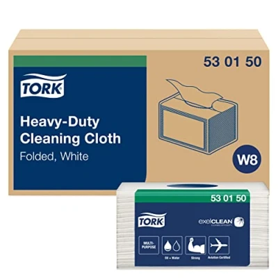 Abbildung von Tork Chiffon de nettoyage ultra résistant blanc W8, multi usages, 8 x 45 chiffons, 530150