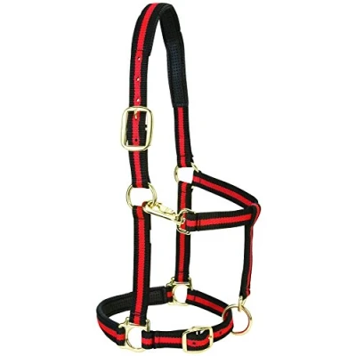 Abbildung von Weaver Leather Padded Adjustable Nylon Horse Halter, Red, 1&quot; Small