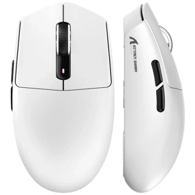 Abbildung von MAMBASNAKE x Attack Shark G3 Kabellose Gaming Maus, 59g Leichte PAW3311 Optischer Sensor, 25000 DPI, Bluetooth/2,4G/USB C, 5 Programmierbare Tasten, 500mAh Akku für PC/Xbox/Mac Weiß