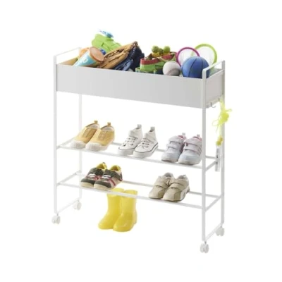 Abbildung von Yamazaki 5278 Tower Aufbewahrungswagen mit Korb, weiß, Stahl/Magnet Nylon, minimalistisch, 74.5(Without casters：70) x 22 74.5 cm