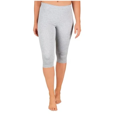 Abbildung von SES Capri Leggings Damen Grau meliert (36/38) aus Baumwolle/blickdichte Leggings/elastische Leggins 3/4 lang Baumwolle/Damen mit Perfekter Passform