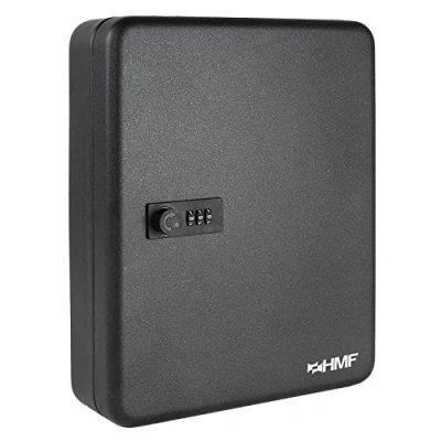 Abbildung von HMF 14500 02 Schlüsselkasten mit Zahlencode 45 Haken 30 x 24 7,5 cm Schwarz