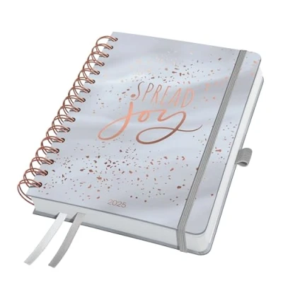 Abbildung von Sigel J5605 Spiral Kalender Jolie 2025, Glittery Joy, ca. A5, Hardcover, Gummiband, Stiftschlaufe, Einstecktasche, 2 Zeichenbänder, 240 Seiten, vegan, aus nachhaltigem Papier, Terminplaner