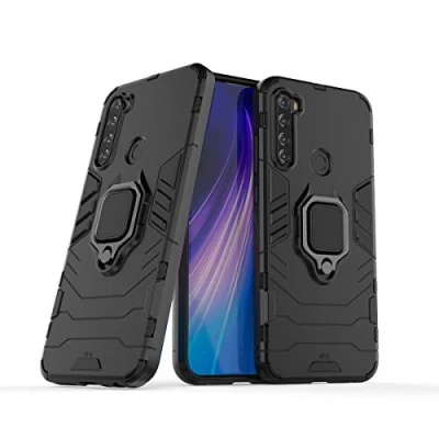 Abbildung von Max Power Digital Hülle für Xiaomi Redmi Note 8T Drehbar Ringhalter Cover Magnet Bumper Handyhülle Case Stoßfest Doppelschichter Schutzhülle Outdoor Shock Absorption Mit Ring (Schwarz)