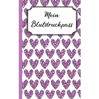 Abbildung von Mein Blutdruckpass: Violette Herzen Muster Kompaktes Blutdruck Tagebuch im kleinen, handlichen ca. A6 Format Perfekt für Unterwegs oder Zuhause Mit Platz 1160 Eintragungen