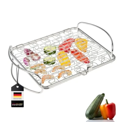 Abbildung von bremermann Grillguthalter Grillkorb dehnbar // Edelstahl 29,7 x 21,4 cm
