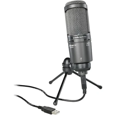 Abbildung von Audio Technica AT2020USB+ Kondensatormikrofon mit Nierencharakteristik (USB Anschluss) für Voiceover, Podcasting, Gesang oder instrumentale Live Aufnahmen
