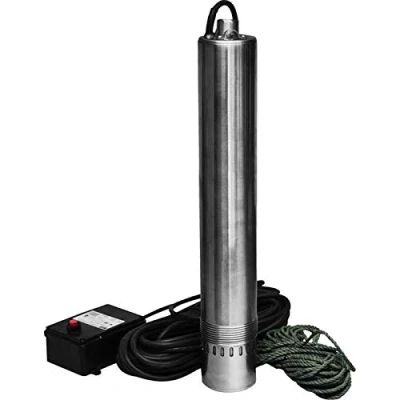 Abbildung von Güde Tiefbrunnenpumpe GTT 900 (900 W, Fördervolumen: 4500 l/h, max. Förderhöhe: 55 m, Eintauchtiefe: 15 9 glasfaserverst. Laufräder, Pumpen Ø 100 mm, Edelstahlwelle &amp; mantel, 20m Nylon Seil)