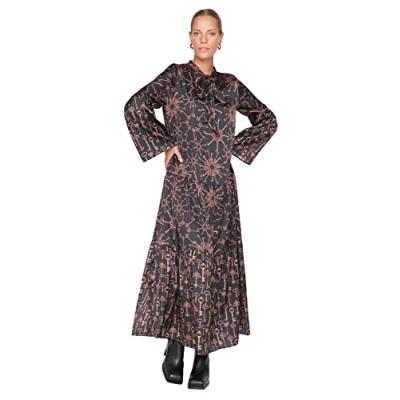 Abbildung von Trendyol Damen Woman Design Midi Shift Rundhalsausschnitt Gestrickt Kleid Standard Schwarz Kleid, Schwarz, 40