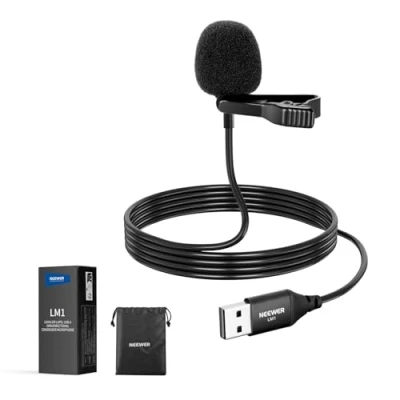 Abbildung von NEEWER USB A Ansteckmikrofon Mini Lavalier Mikrofon mit omnidirektionaler Richtwirkung 2m Kabel für 2.0 Mac Windows PC Laptop Computer YouTube Skype Podcast, Gaming Vlog Video Konferenzen LM1