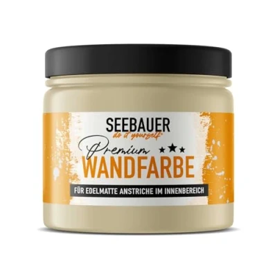Abbildung von SEEBAUER diy Wandfarbe Braun 300ML für Innen (No. 659 Olive Oil) Edelmatte olivgrüne Innenfarbe Brauntöne sehr hohe Deckkraft Matt, Abwaschbar und Tropffrei