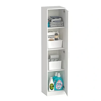 Abbildung von Muebles Pitarch Multifunktionaler Schrank mit 1 Tür für Reinigung, Küchen, Galerien, 4 Fächer, 180x40x35 cm (Höhe x Breite Tiefe), links oder rechts, Weiß, Tibet Kollektion