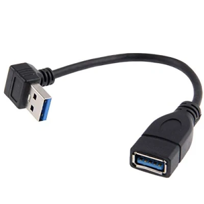 Abbildung von cablecc USB 3.0 Typ A Stecker auf Buchse, Verlängerungskabel, 20 cm, 5 Gbit/s, 90 Grad (nach unten abgewinkelt)
