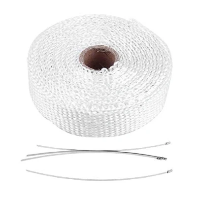 Abbildung von Hitzeschutzband Auspuffband Auspuffummantelung Akozon Exhaust Heat Wrap 5m Auto Motorrad Isolierband mit 4 Edelstahl Kabelbindern (Weiß)