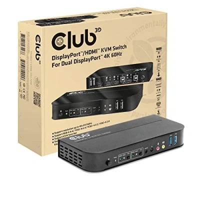 Abbildung von Club3D CSV 7210 DisplayPort™/HDMI™ KVM Switch auf Dual DisplayPort™ 4K 60Hz