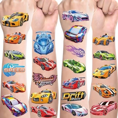 Abbildung von Cars Tattoos für Kinder,10 Blätter Auto Kindertattoos Hautfreundlich Set zum Aufkleben Rennen,Mitgebsel Kindergeburtstag Geschenke Party Deko Spielzeug Jungen