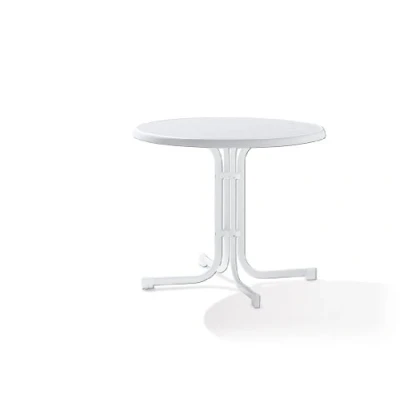 Abbildung von Sieger 209/W Boulevard Klapptisch mit mecalit Pro Platte Ø 86 cm, Stahlrohrgestell weiß, Tischplatte Marmordekor weiß